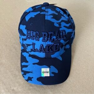 Big Bear Lake California Embroidered Script Blue Camouflage Baseball Hat Cap